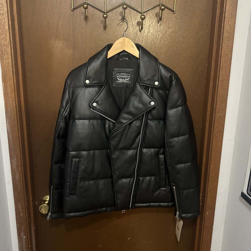 Levi's Women's Moto Faux Leather Puffer Jacket in Black